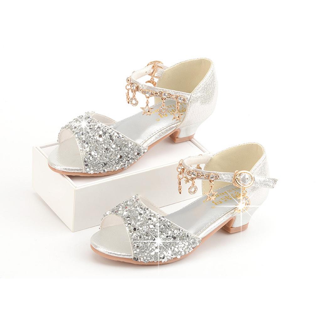 Girls Ballerina Glitter Shoes Children Ballet Wedges Party Shoe Carnival Christmas Sandals with Shoelace Stage