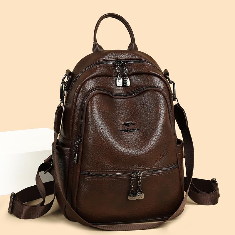 PU Backpack Women's Outdoor Travel Backpack Multi-function Shoulder Bag