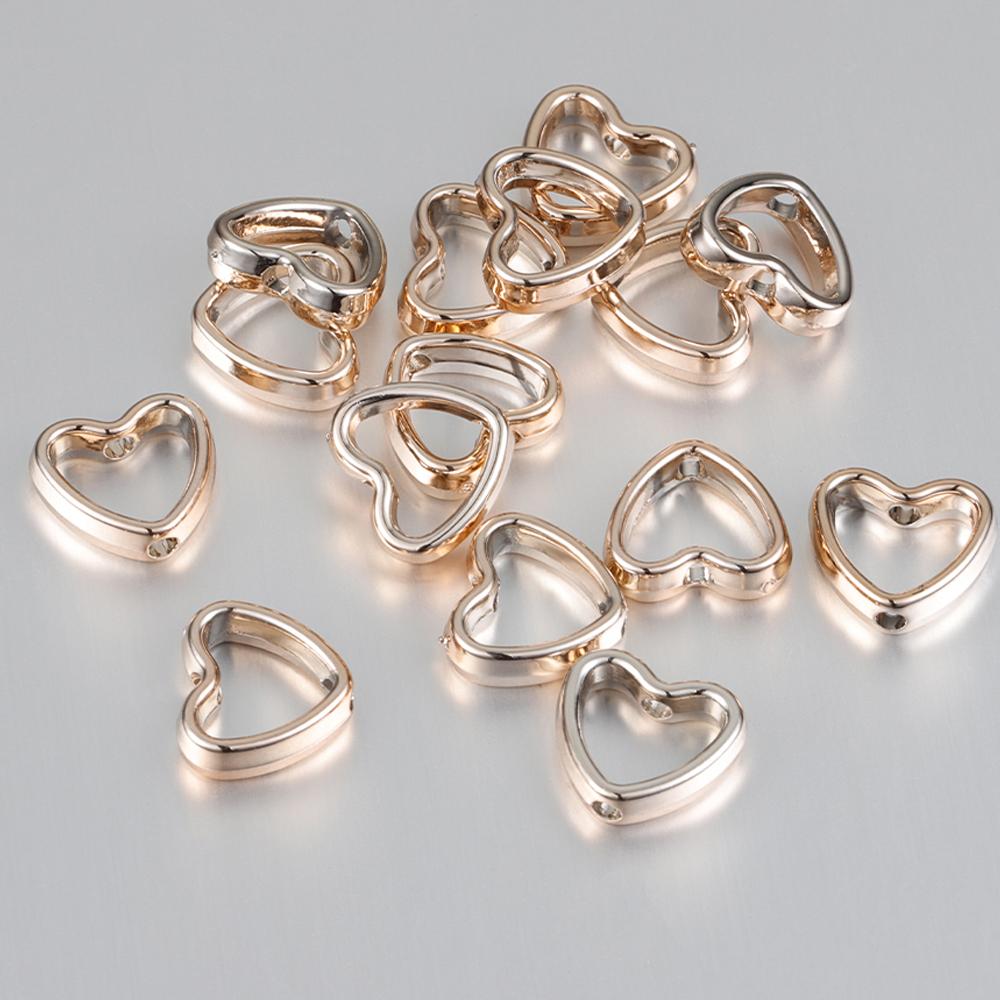 50pcs Two Hole CCB Square Love Heart Frame Spacer Beads DIY Necklace Bracelet Earrings Connectors Pendants Jewelry Accessories