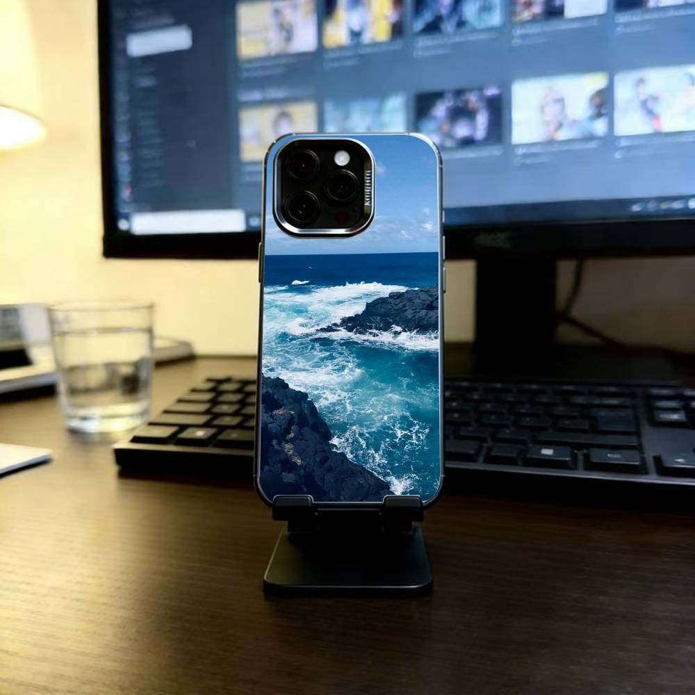 Marine landscape Phone Case For iPhone 17,16,15,14,13,12,11 Plus,Pro Max,XS,Colorful Silver Phone case Funda Cover
