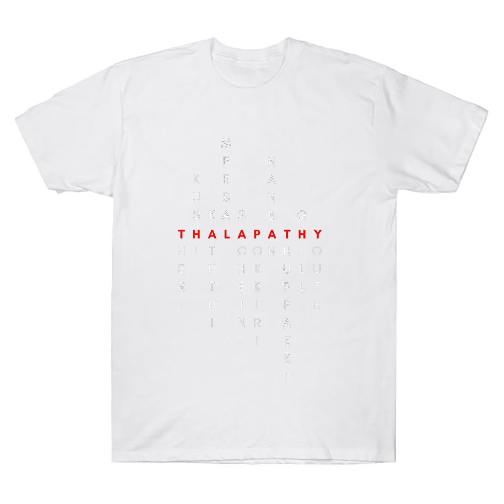 Thalapathy Vijay Tamil Movie Titles Red Classic T-Shirt Vijay Merch T Shirts Fashion Unisex Cotton T-shirt Cotton Loose Clothing