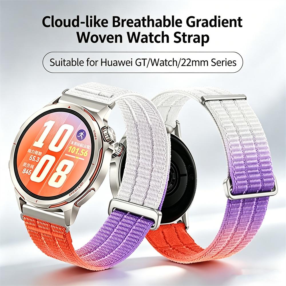 Universal 18/20/22mm wristbands  Huawei WATCH GT/Runner2, Garmin ActiveS/GT4with breathable and gradient-textured nylon fabric for a comfortable fit