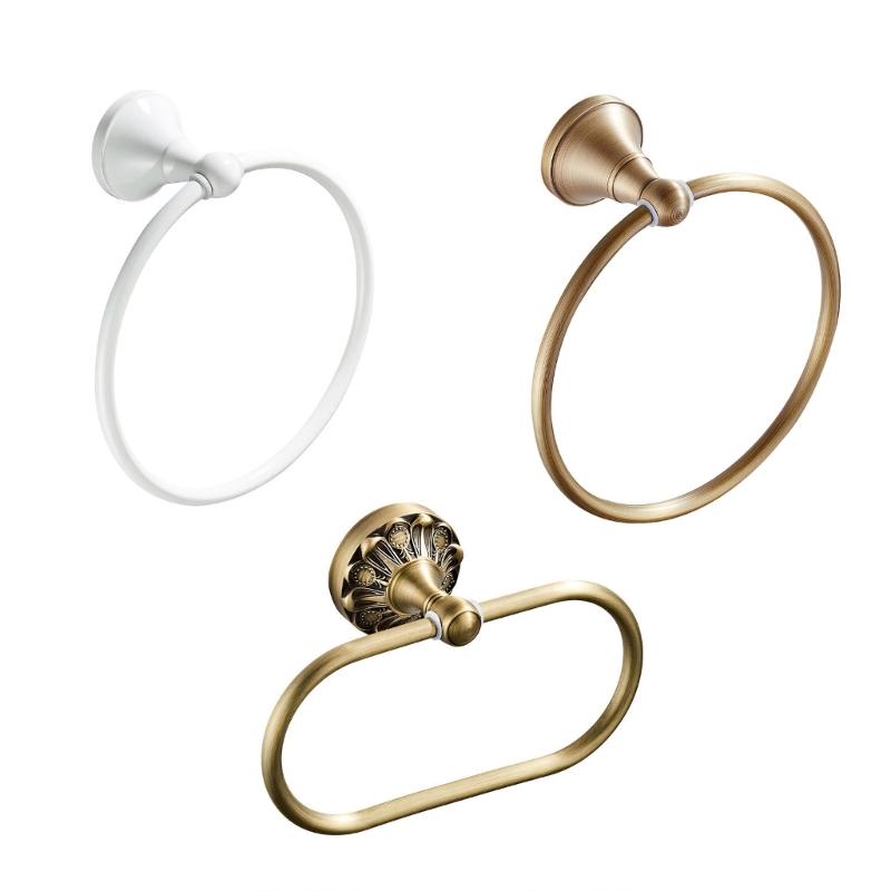 Elegant Oval Metal Towel Rings with Embossed Not Slip Base Stand for Secure Towel Holding In Modern Classical Bathrooms