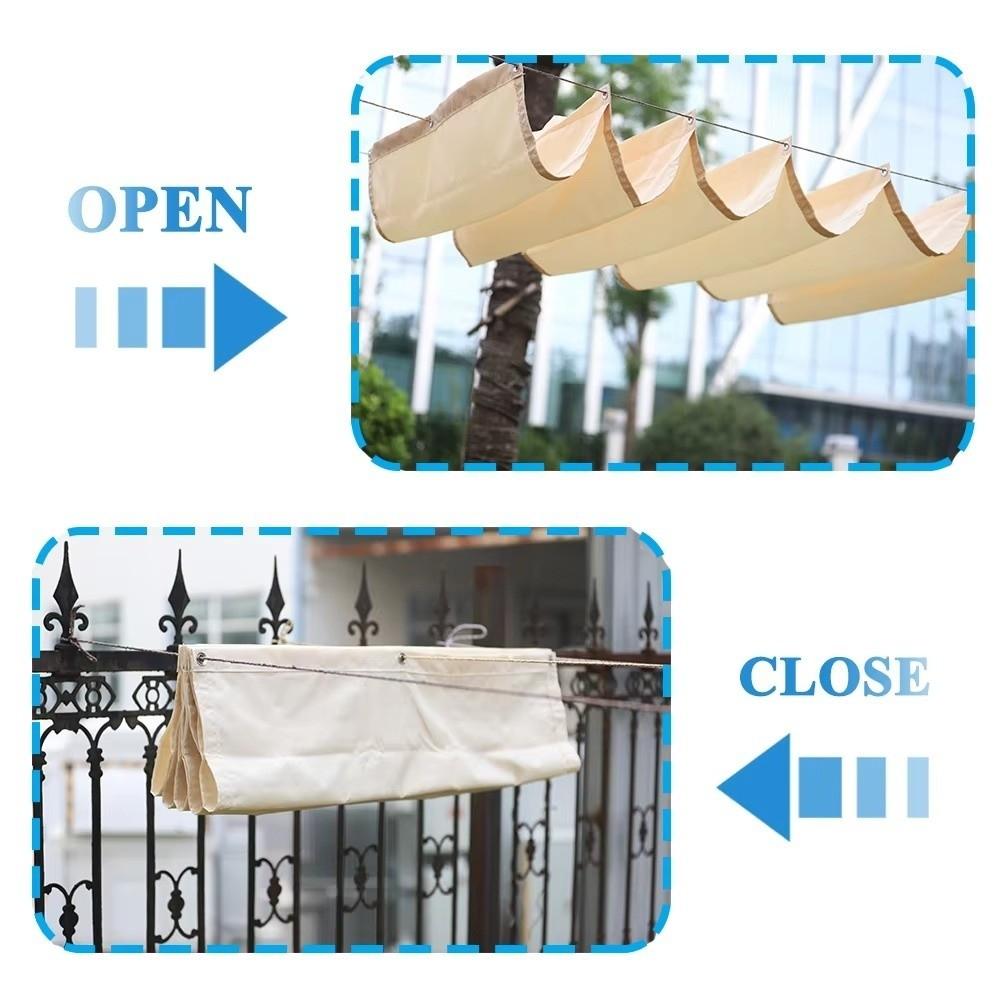 UV Protection Wave Retractable Sun Shade Canopy Waterproof Garden Sunshade Net Pergola Frame