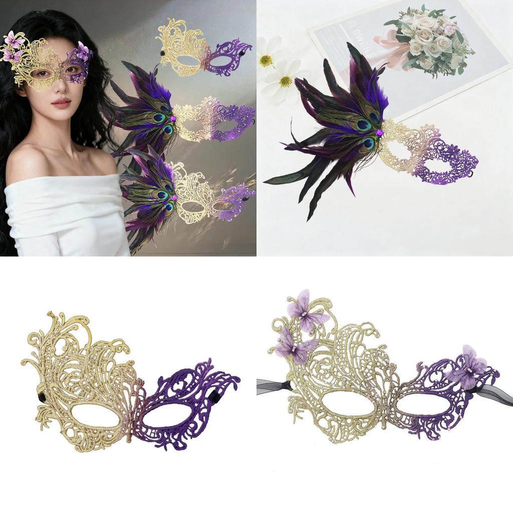 Spitzenmaske für Prinzessinnen für Halloween Karneval mit DIY Glitzer-Dekor