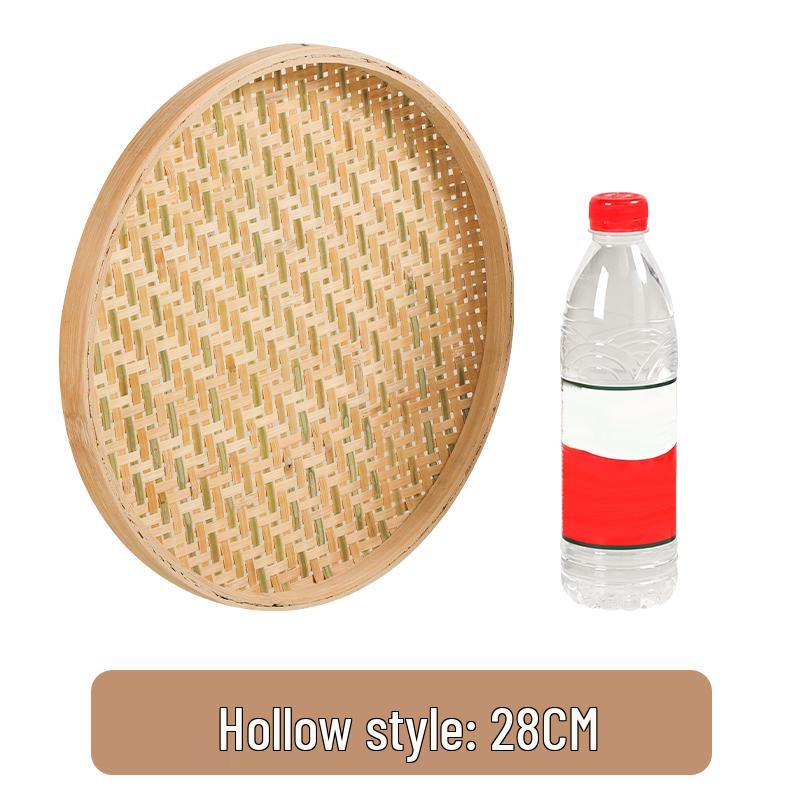 Round Bamboo Weaving Tray: Fine Mesh Sieve, Drying & Draining Basket, Decorative Sample Plate
