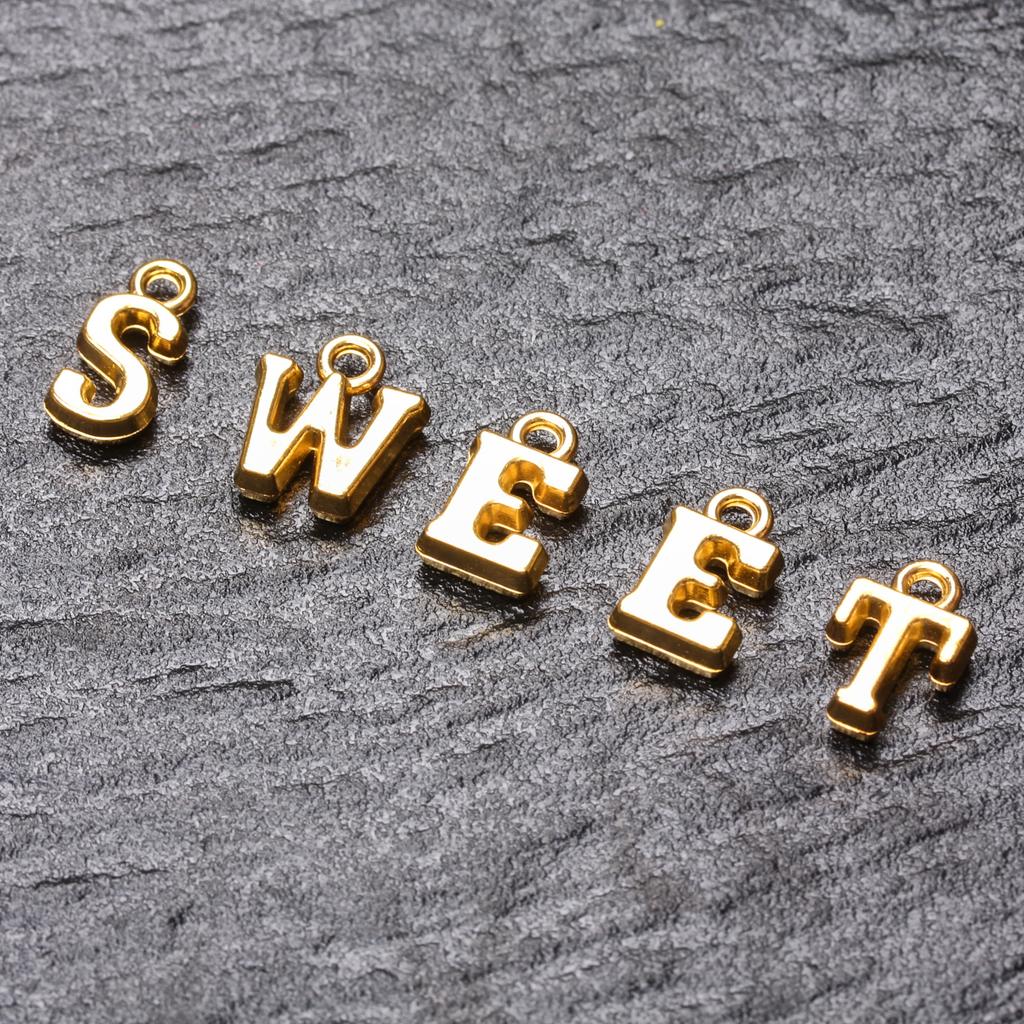 50Pcs 14-16mm*8-9mm Letter A-Z Fashion  Alphabet Accessories for DIY Acrylic Jewelry Making Keychain Pendants Handwork Necklace Handmade