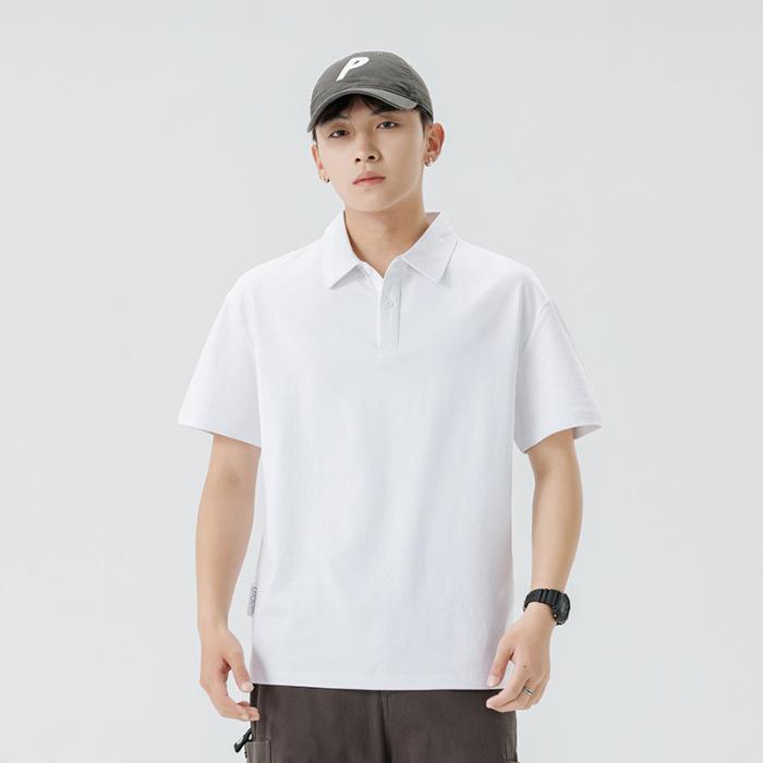 Updated Summer Lapel Polo Short-sleeved Mens Heavy T-shirt for Mens Lapel Thin Short T-t-thigh
