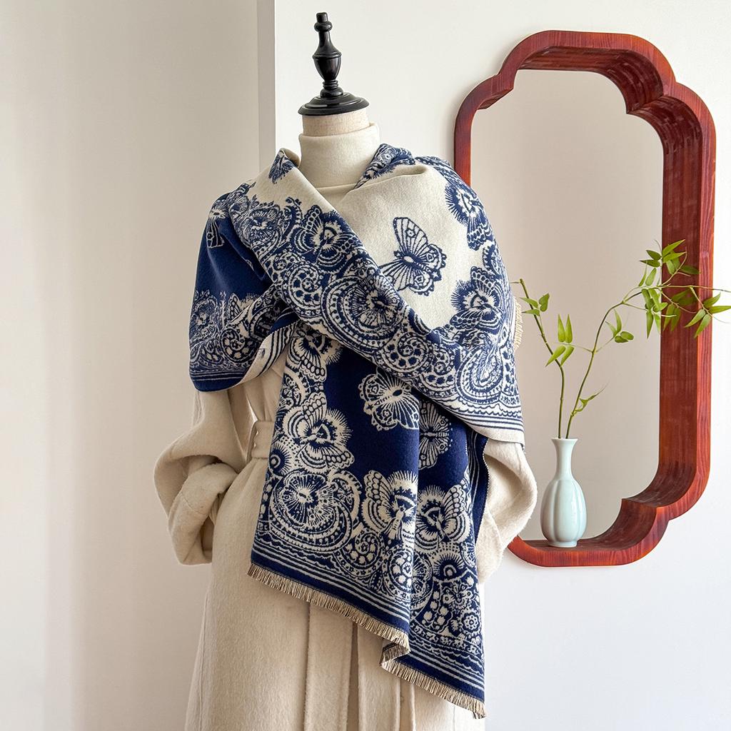 Winter Luxury Women'S Thick Warm Two-Sided Pashmina Wrap Paisley Jacquard Imitation Cashmere Scarf Casual Wear Style Special