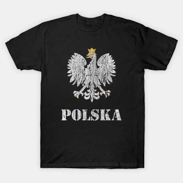 

Винтажная Польская Значок Польский Орел Флаг Футболка. Новые повседневные футболки с коротким рукавом и круглым вырезом из 100% хлопка, свободный топ, размеры S-3XL - Я... S разноцветный