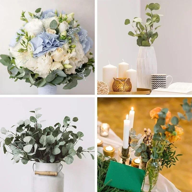 100 Pcs Artificial Eucalyptus Stems Fake Greenery Leaves Stems Faux Eucalyptus Plant for Floral Arrangement Green Leaves Decor
