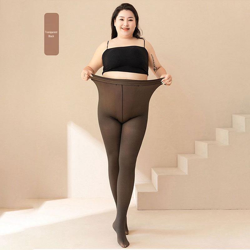 

Очень большие прозрачные черные флисовые леггинсы для женщин - осенне-зимняя одежда 80g Spring/Autumn [40-73kg]