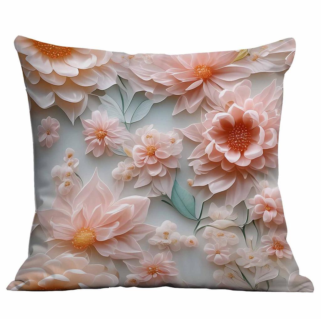Spring and Summer 3D Floral Print Pillowcase Home Sofa Cushion Pillowcase