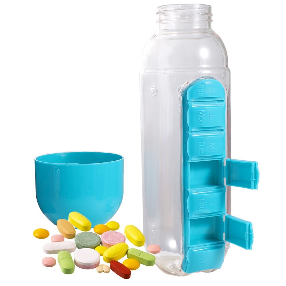 Daily Pill Boxes Organizer Pill Boxes Sports Water Bottle Medicine Box Water Bottle  Camping