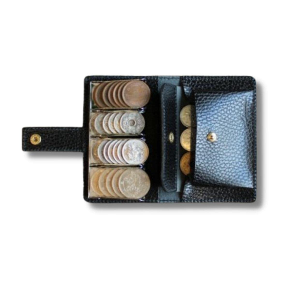 LITSTA Кошелек для монет2, кошелек для монет с держателем для монет, Итальянская кожа чистого черного цвета (долларо)