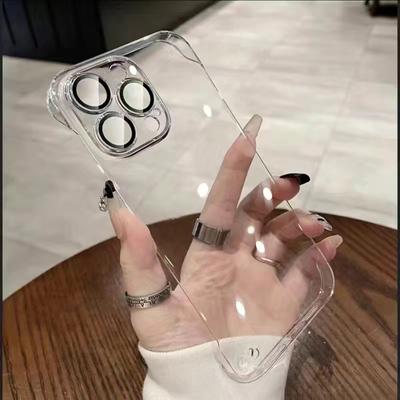 Applicable To IPhone15Pro Frameless Electroplating Mobile Phone Case Apple 14 Transparent Ultra-thin 13 Lens Film Protection Case