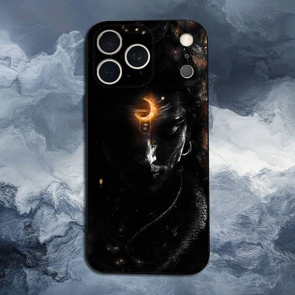 Lord Shiva Mahadevs of Indiav Case For iPhone 12,14,15,16,17,13,11,X,Mini,Plus,Pro Max,8,7,XR,SE,XS,Soft Silicone Black