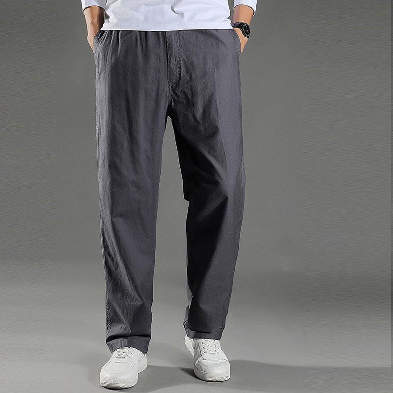 

Men s Loose Straight-Leg Work Pants with Wear and Dirt Resistance, Plus Size, for Spring and Autumn L (50-58 kg) темно-серого