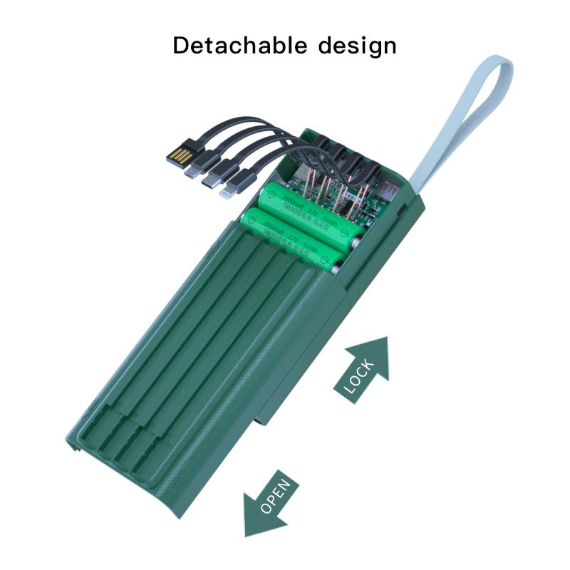 T12D 18650 DIY Power Bank Base with Type C Micro USB Cable Flashlight Fast Power Bank Case 18650 Battery Holder Charging Box Shell