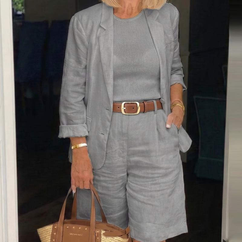 Spring And Summer New Women'S Clothing And Cardigan Top Shorts Small Suit Two-Piece Set