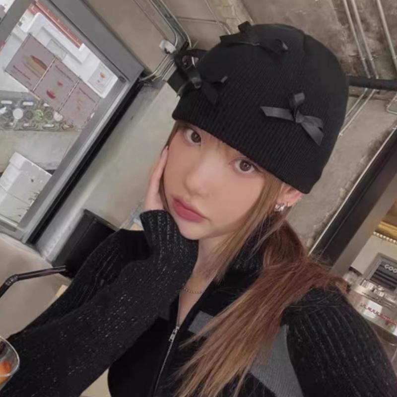 Unisex Skull Hat for Outdoor Activity Hat with Bowknot Hat Pullover Unisex Hat Ribbon Skull Caps 2000s