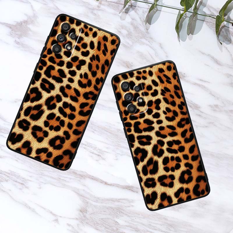 Luxurious leopard print pattern For Samsung A41 A35 A34 A33 A32 A25 A24 A23 A21s A06 A05 A04 A03 Note 10 20 Ultra 5G Black Case