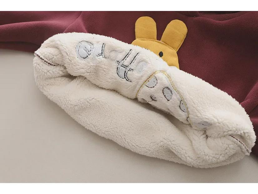 Cute Cartoon Hooded Baby Sweater - Long-Sleeved, Thick, Unisex Children's Clothing for Fall and Winter