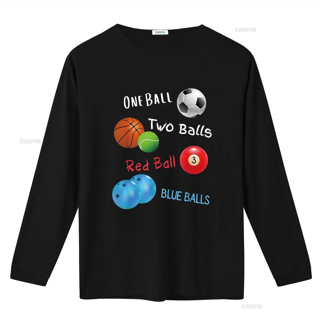 One ball two balls red blue funny sports tee T Shirt vintage Washed Breathable Top For Everyday Wear graphic Unisex streetwear