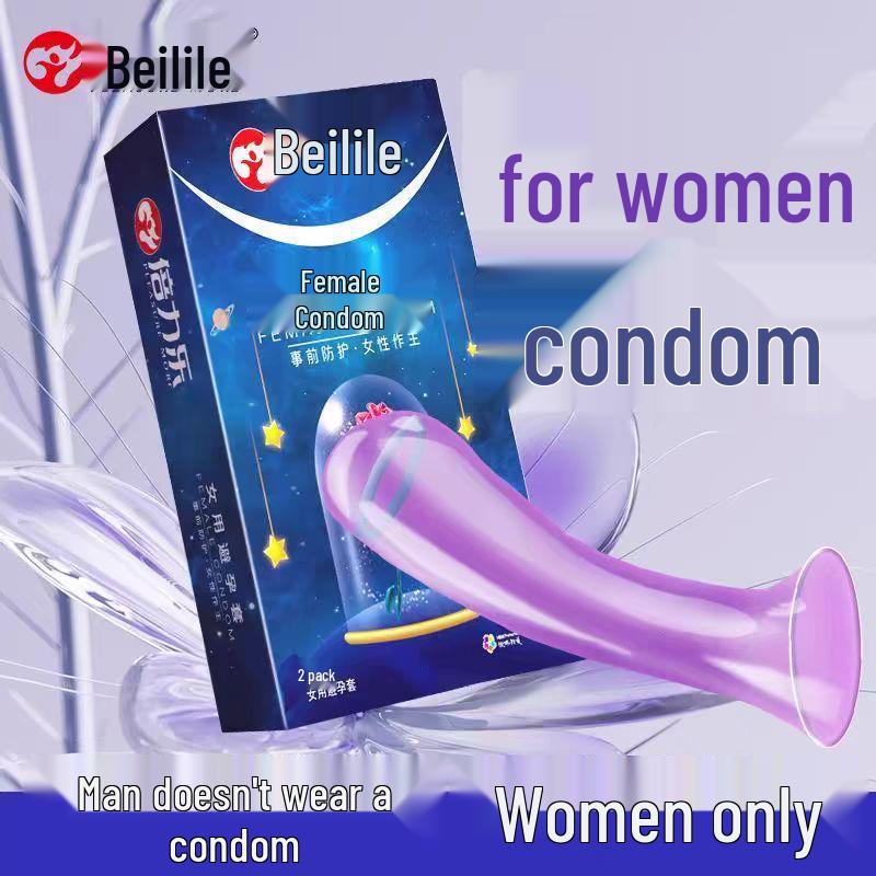 Beilile 2-Piece Female Condom Pack: Erotic Adult Contraceptive Condoms
