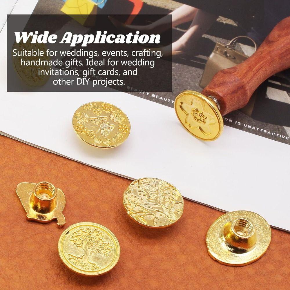 8/10/12Pcs Creative Wax Seal Stamp Head Kit Retro Brass Heads Wax Seal Kit Gifts Wrap