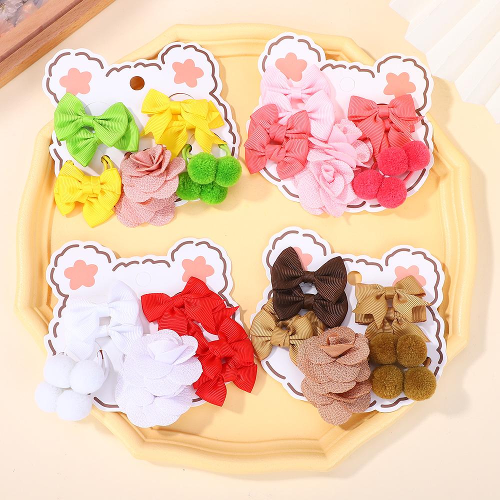 40Pcs/Set Girl Cute Flower Bow Scrunchies Rubber Bands Kids Random Sweet Hair Bands Hair Tie Kid Hair Accessories Holiday Gift