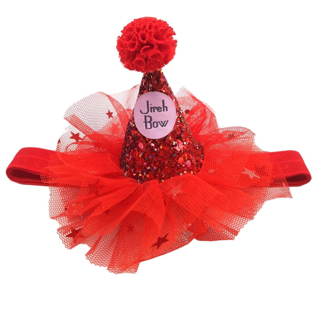 Pet Birthday Hat Tulle Glitter Birthday Cone Pet Headband Headwear For Dogs Cats Party Dress Up Hair Accessories Blue Pink Red