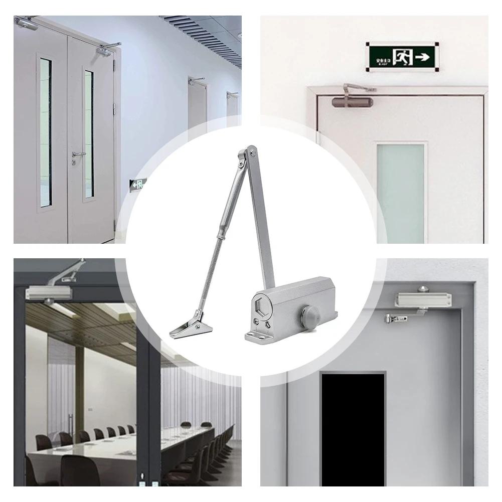 Automatic Door Closer Spring Hydraulic Buffer Metal Concealed Gate Closer Adjustable Door Stopper Speed Mute Closing 25 To 85KG