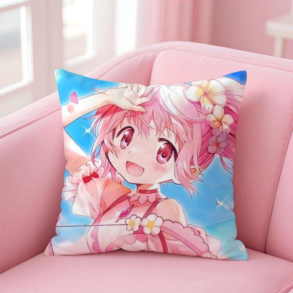 Anime Puella Magi Madoka Magica Cushion Cover Comfortable Reversible Pillow Cover Ideal for Car Sofa Bedroom & Beyond