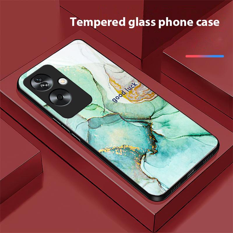 Marble Pattern Color For Oppo A79 5G 58 78 74 60 4G Reno 11F Realme GT 6 11 Note 50 10 C55 X2 Tempered Glass Black Phone Case
