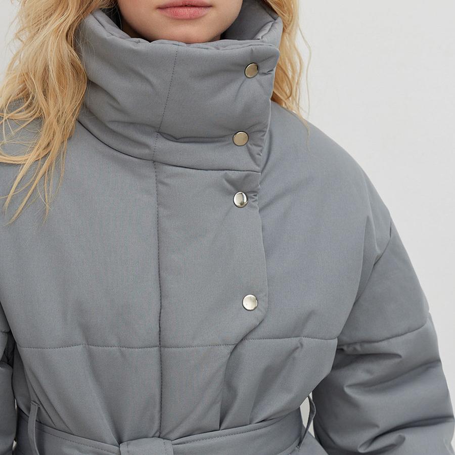 Standing Collar Cotton Jacket Jacket Europe And The United States Autumn And Winter Temperament Belt Irregular Middle-length Jacket