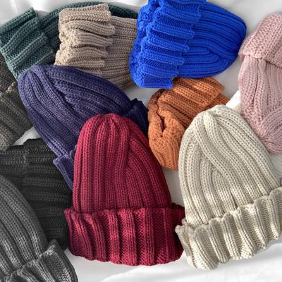 Women's Daily Diagonal Bone Beanie Hat Watch Cap