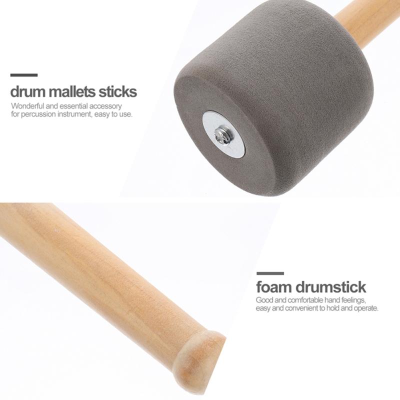 Bass Foam Drum Mallets Sticks With Oak Wood Handles Lightweight Snare Hammer Percussion Instrument