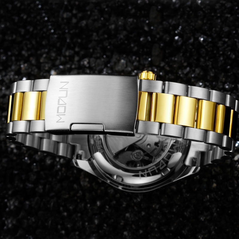 Modun Men's New Sun, Moon and Stars Tourbillon Hollow Luminous Six-needle Three-eye Fully Automatic Mechanical Watch