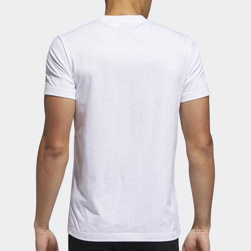 Adidas T Shirts Men's White Crew Neck Moderate Straight Fit FT2823