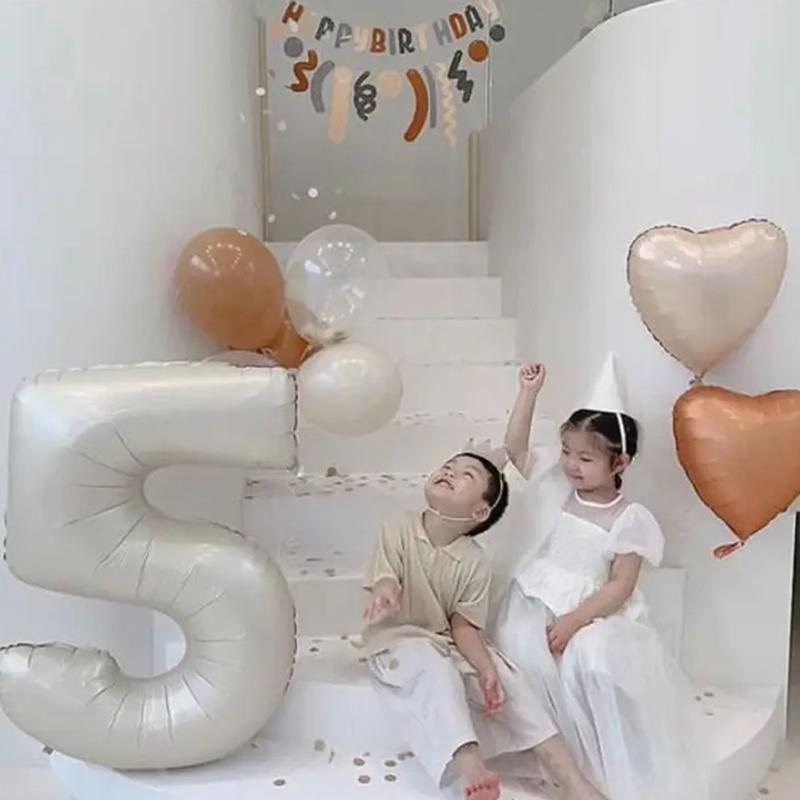 1/3/10Pcs Holiday Party Decorations, Baby Birthday Decorations, 32-Inch Individually Wrapped Caramel Cream Number Foil Balloons