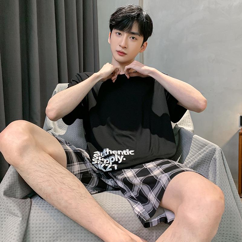 Men's Summer Modal Pajama Set: Korean Style Short-Sleeved Top and Shorts for Teens and College Students