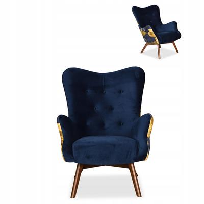 Skandinavischer Ohrensessel Luna Print Duo für das Wohnzimmer Family Möbel blau