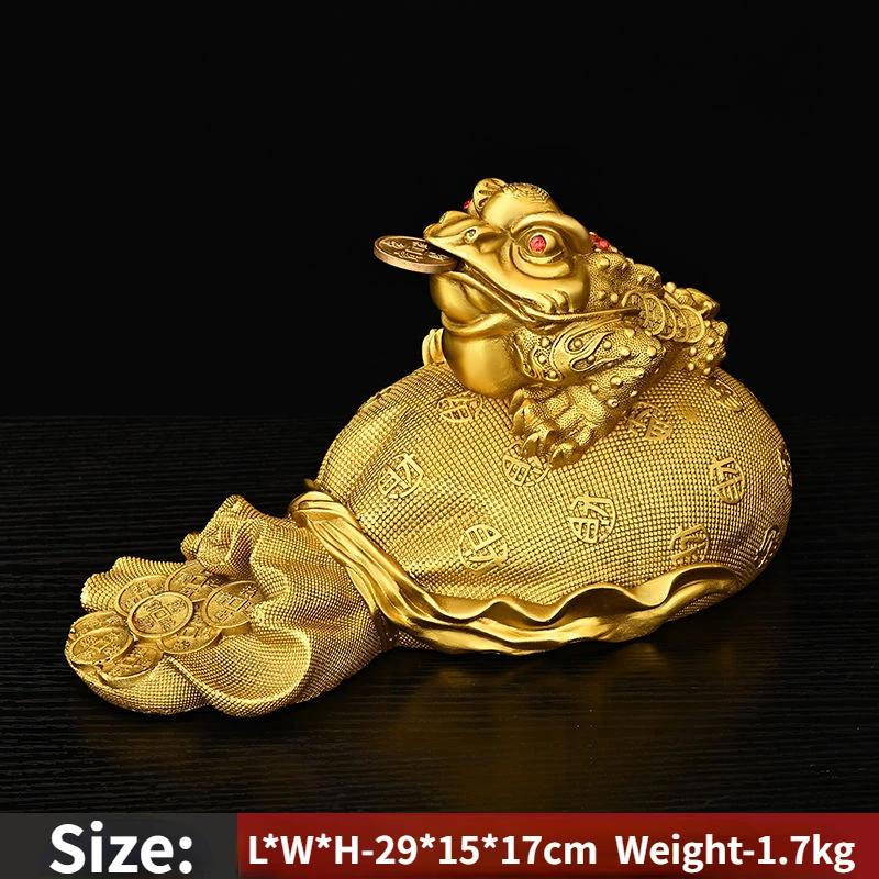 Fengshui Zhaocai Copper Gold Toad Decoration Three Legged Toad Golden Cicada Decoration Living Room Wine Cabinet Craft Gift