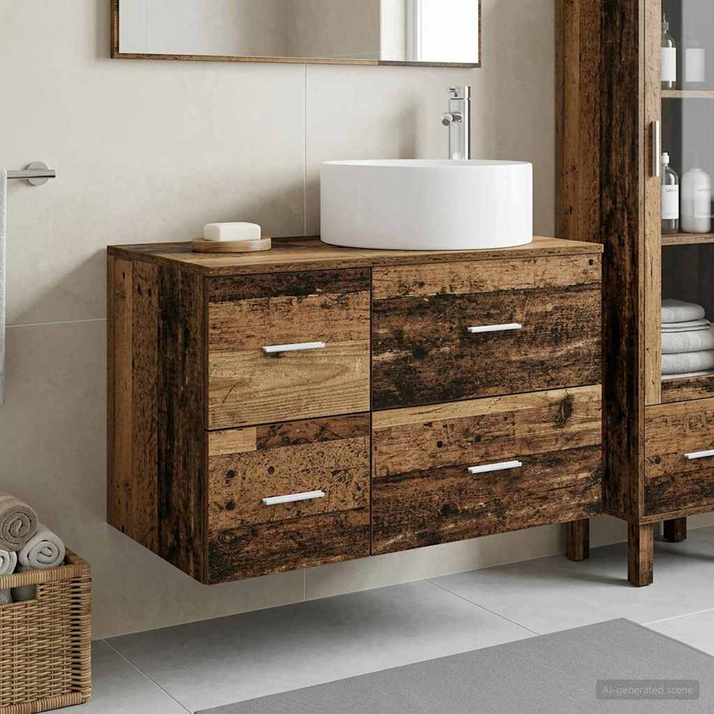 Bathroom Furniture Set 2 pcs Reclaimed Wood Engineered Wood