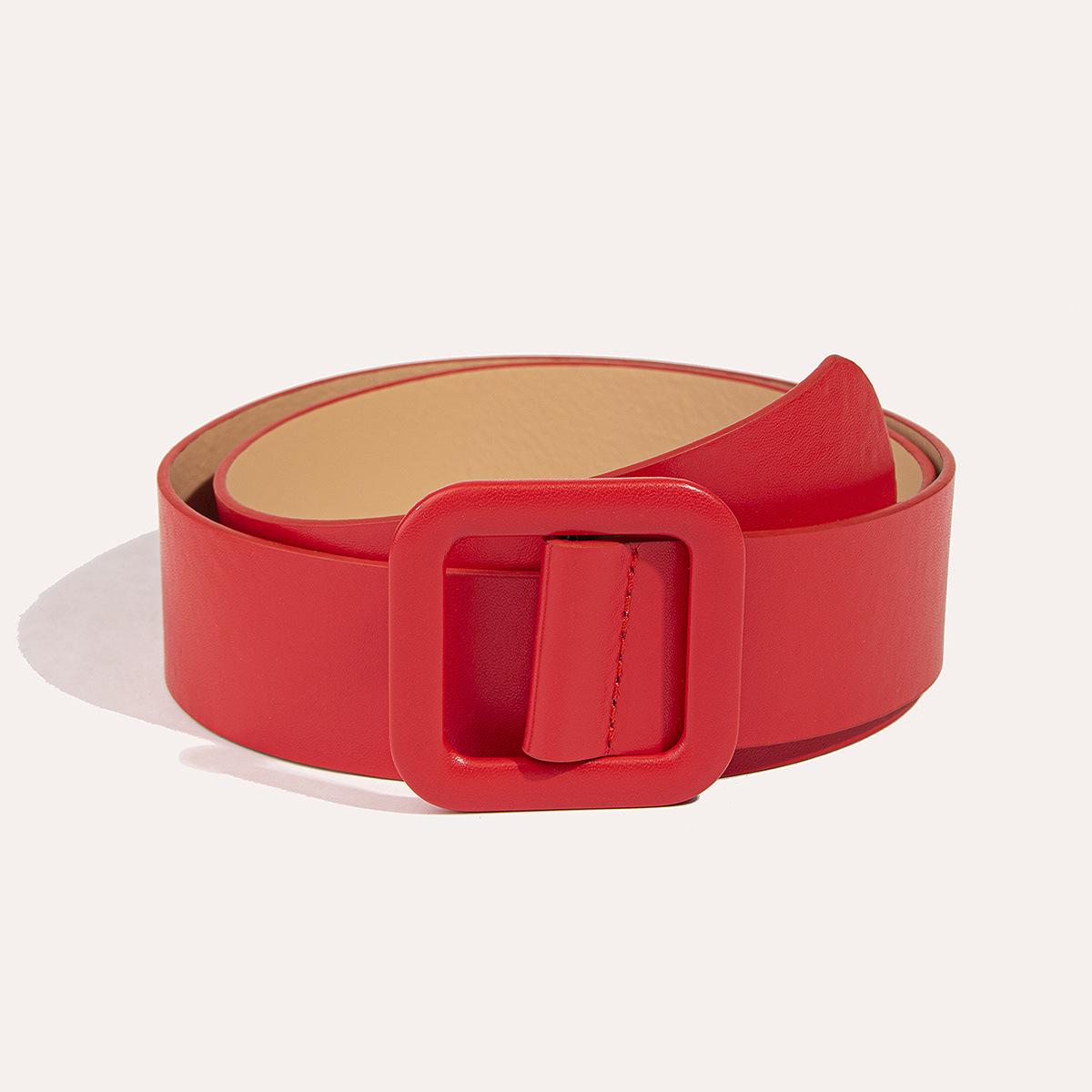 

Женский универсальный широкий ремень с простой антиаллергенной пряжкой 100 cm красный