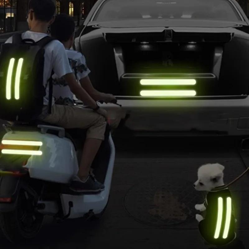 6/2pcs Car Reflective Safety Strip Stickers Car Rearview Mirror Reflective Sticker Reflective Warning Safety Tape Accessories