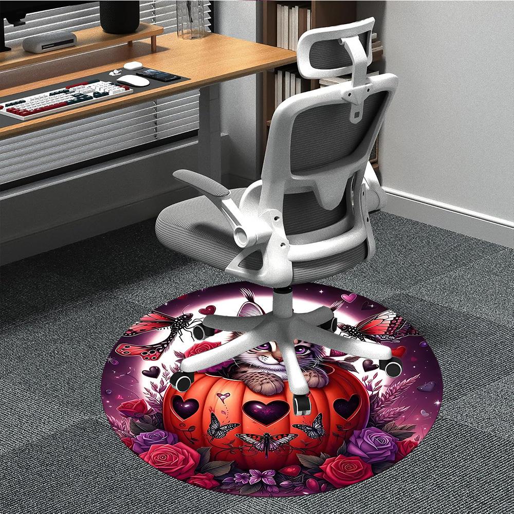 

1pc Halloween Pumpkin Cat Chair Carpet for Office, Soft Flannel Throw Mat, Perfect for Office,Holiday Party Decoration Choice yy251113188 80cm by 80cm