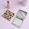Portable Leopard Print Makeup Mirror Double-Sided Square Pocket Mirror Mini Retro Cosmetics Mirror