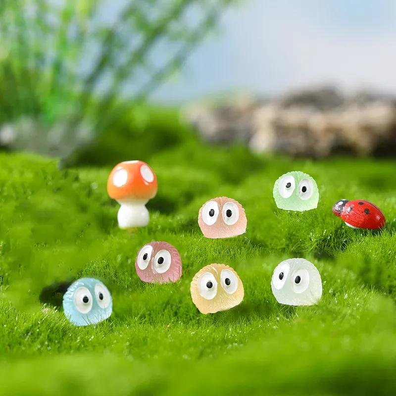 20Pcs Luminous Briquettes Elfs Black Ball Sprite Duck Figurine Car Decor Glowing Miniature Fairy Car Decoration Accessories